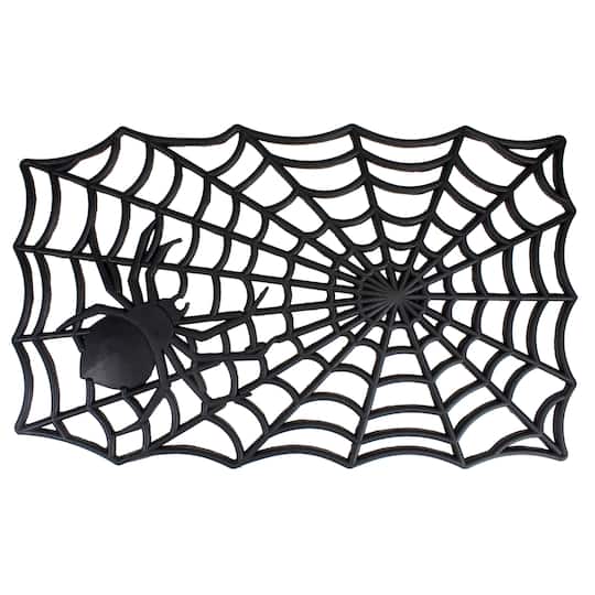 Black Spider Web Rectangular Halloween Doormat